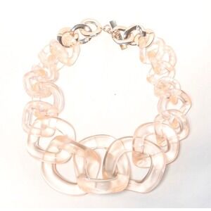Anthropologie Chunky Rose Translucent Lucite Link Statement Necklace